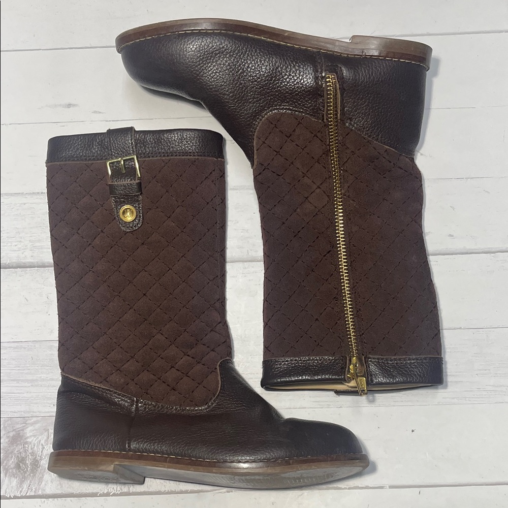 Janie and Jack Girls‎ Size 18 Brown Quilted Riding Boots.